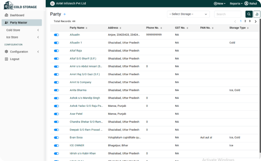 Cold Storage Software | Cold Storage Management System
